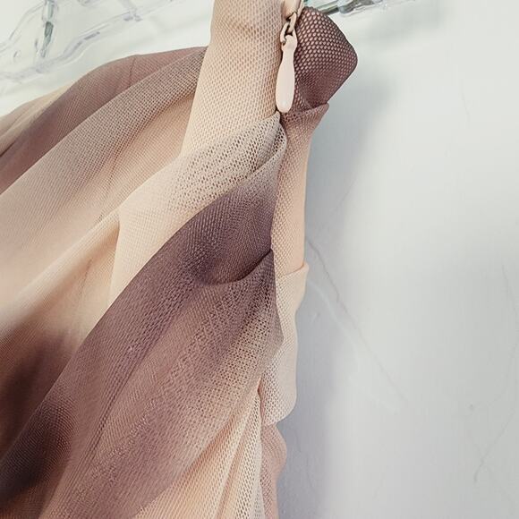 Zara Peach Cream Beige Tie Dye Strapless Tulle Mini Dress Size XS - Picture 6 of 8